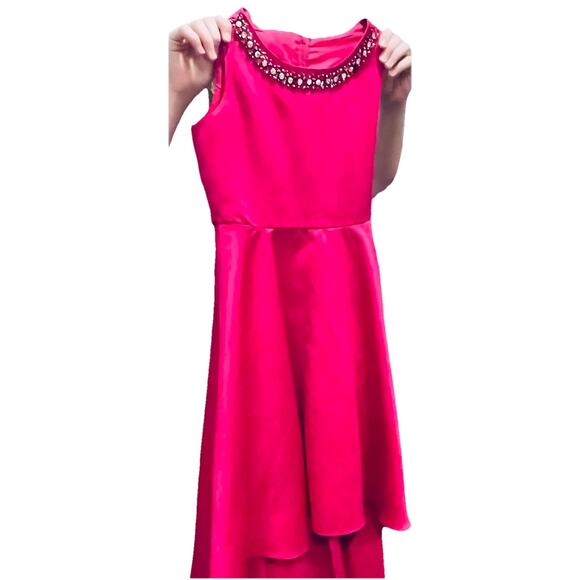 Rare Editions Vibrant Fuschia High Low Special Occasion Girls Dress Size 14 - Picture 6 of 9